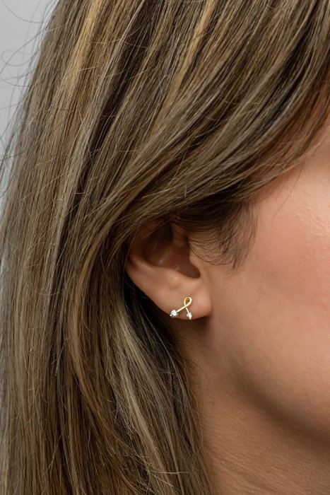 Heliophilia Silver Pendientes de Plata de Ley 925 con Baño de Oro y Circón Dorado
